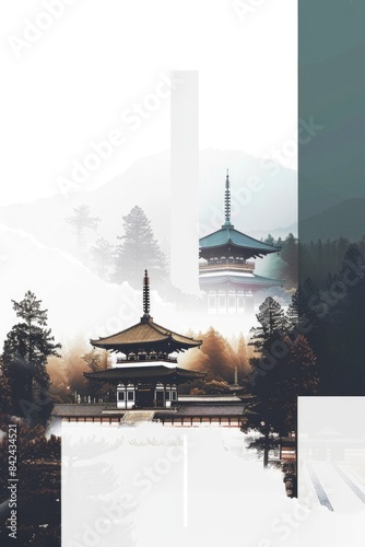 Wallpaper Mural  A collage of traditional European castles and Japanese pagodas Torontodigital.ca