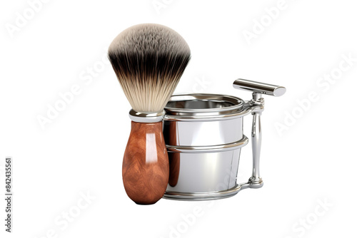 Whispers of the Silverwood: A Shaving Brushs Sanctuary on White or PNG Transparent Background.