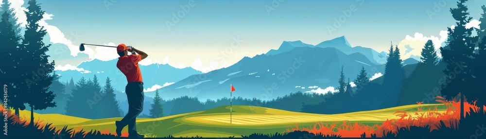 Fototapeta premium Golf Trading Card Template with Flat Design and Professional Sport Theme