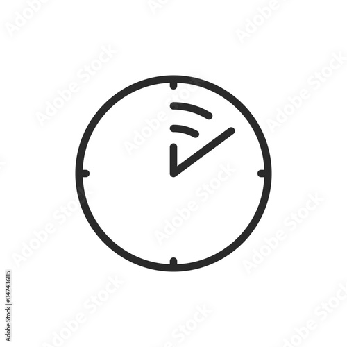 Short time interval, linear style icon. Clock with arrow. Editable stroke width