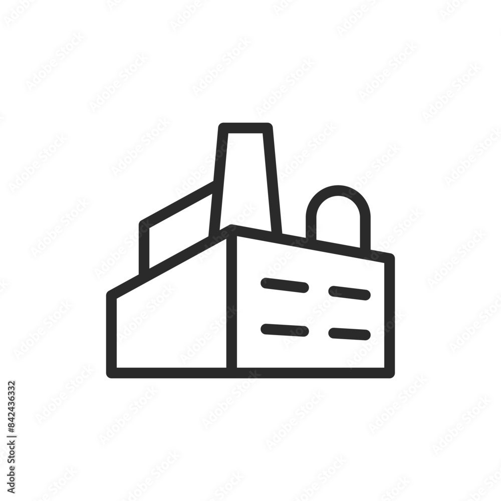 Industrial facility with multiple sections, linear style icon. Industrial facility with multiple sections, diverse manufacturing operations. Editable stroke width. Industrial facility with multiple sections, linear style icon. Industrial facility with multiple sections, diverse manufacturing operations. Editable stroke width.