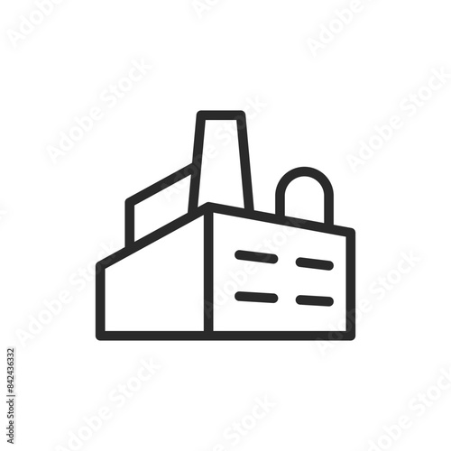 Industrial facility with multiple sections, linear style icon. Industrial facility with multiple sections, diverse manufacturing operations. Editable stroke width.