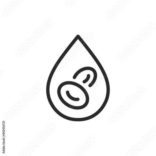 Blood drop with red blood cells, linear style icon. blood and health. Editable stroke width