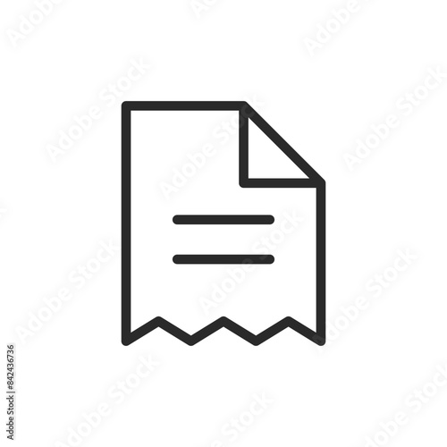 Receipt, linear style icon. paper or digital record of a transaction. Editable stroke width