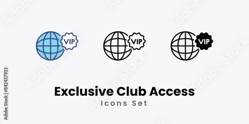 Exclusive Club Access icons vector set stock illustration.