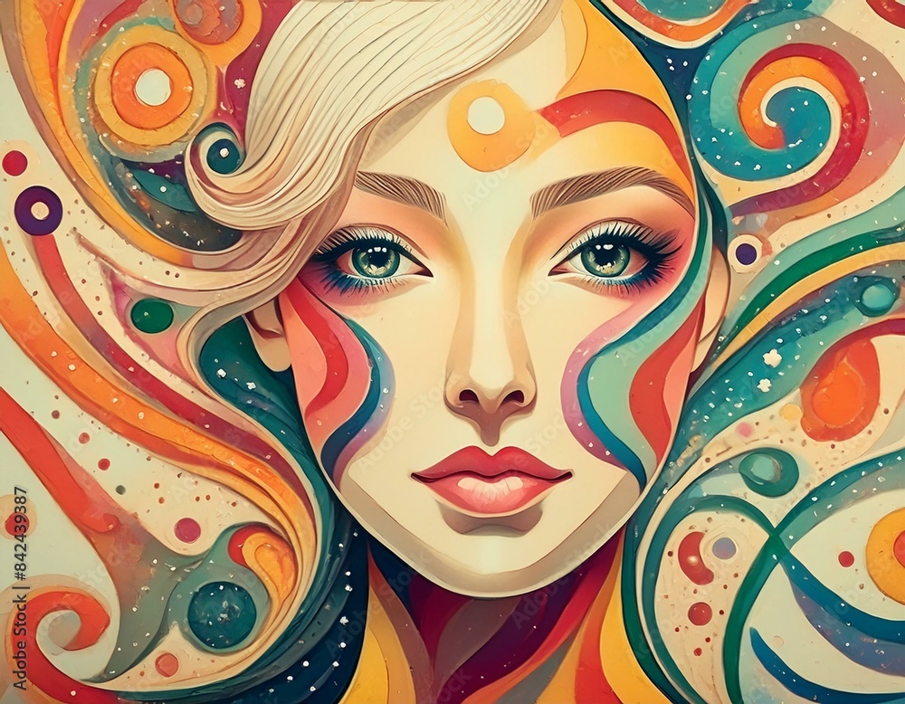 Abstract colorful portrait of a woman
