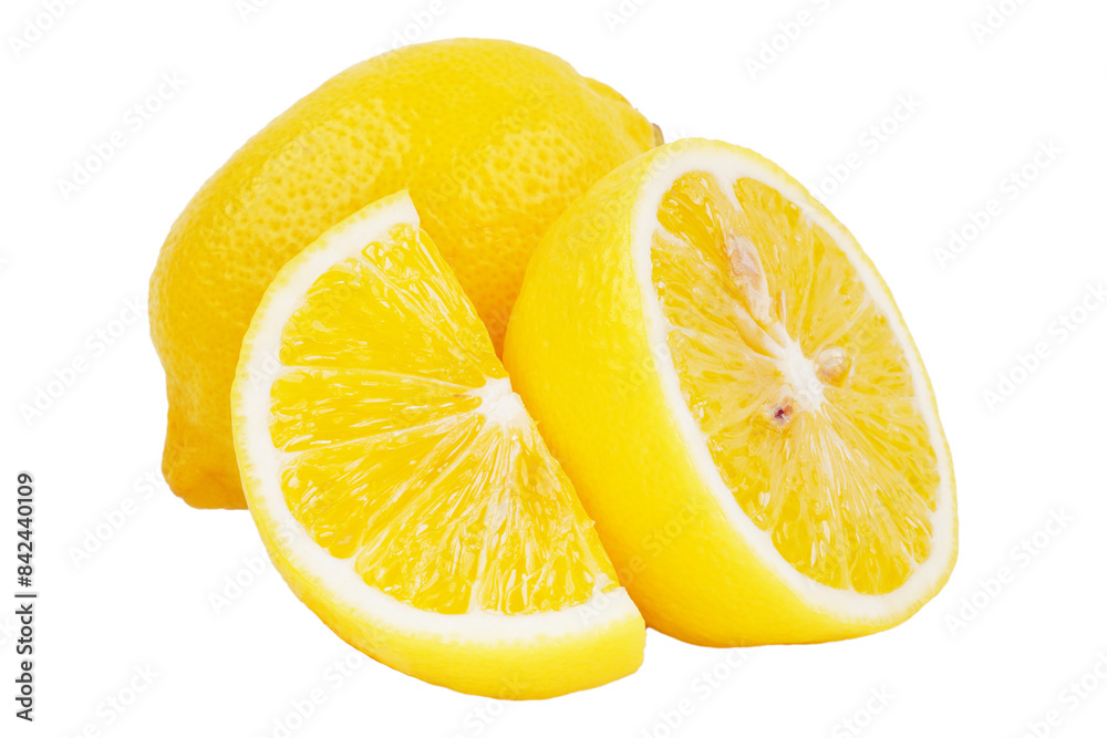 Whole lemon and some cuts cutout transparent Whole lemon and some cuts cutout transparent