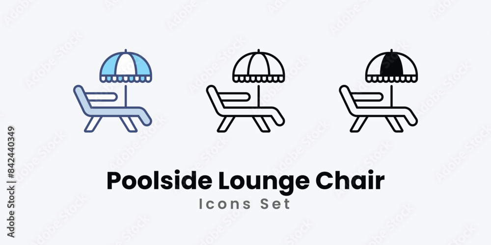 Poolside Lounge Chair icons vector set stock illustration. Poolside Lounge Chair icons vector set stock illustration.