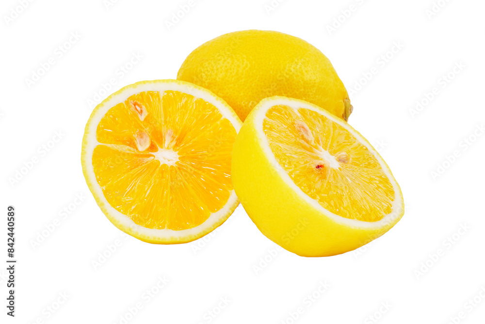 Whole lemon and some cuts cutout transparent Whole lemon and some cuts cutout transparent