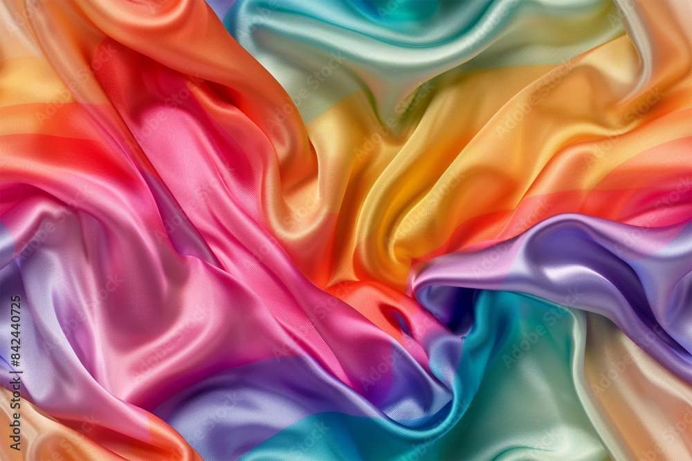Multicolor Rainbow Silk satin background fabric texture, elegant fashion textile material Multicolor Rainbow Silk satin background fabric texture, elegant fashion textile material