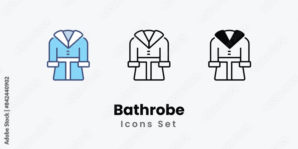 Fototapeta premium Bathrobe icons vector set stock illustration.