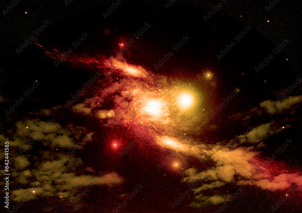 galaxy in a free space. 3D rendering