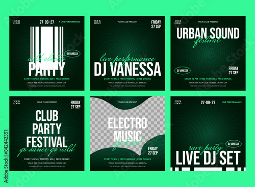 Green Neon Wild Electro Party Instagram Posts