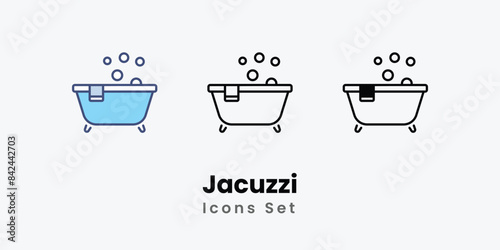 Jacuzzi icons vector set stock illustration.