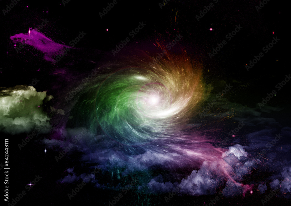 galaxy in a free space. 3D rendering