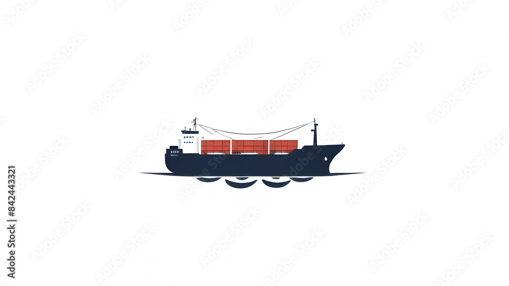 Cargo ship on the ocean logo icon, white background Generative AI Cargo ship on the ocean logo icon, white background Generative AI