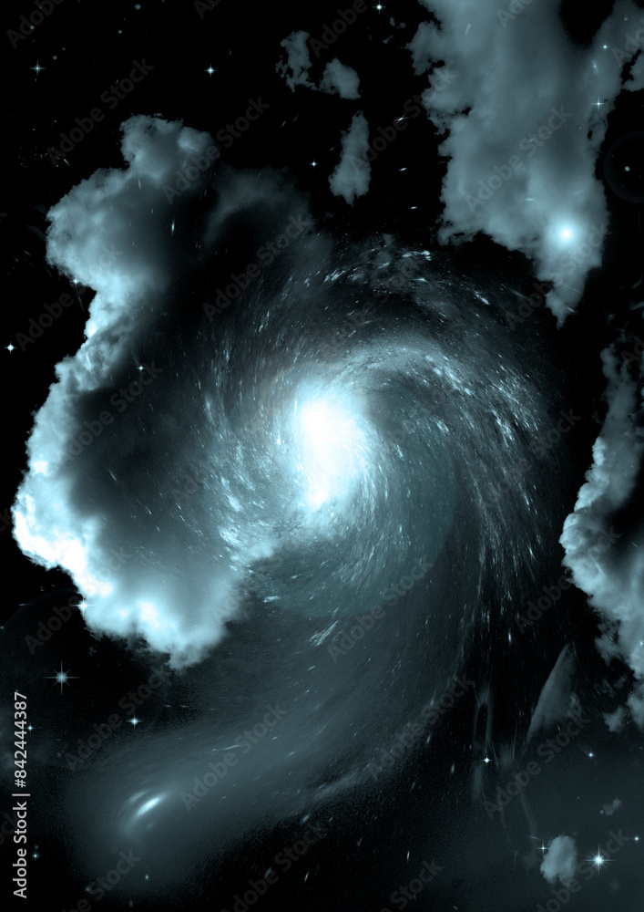 galaxy in a free space. 3D rendering