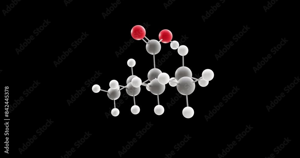 Valproate molecule, rotating 3D model of valproic acid, looped video on a black background Valproate molecule, rotating 3D model of valproic acid, looped video on a black background