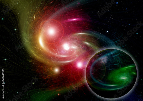 Obraz na płótnie galaxy in a free space. 3D rendering w salonie