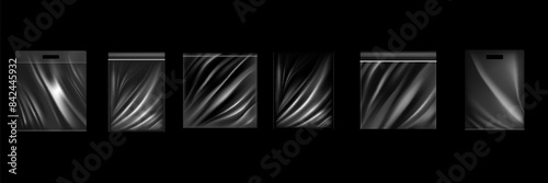 Realistic Transparent Empty Plastic Food Packaging Template Set.