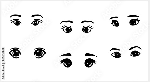 Doodle people eyes clipart. Hand drawn icon. Stencil vector stock illustration. EPS 10