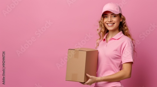 Efficient Female Courier Delivering Packages with a Smile  © zhia studio