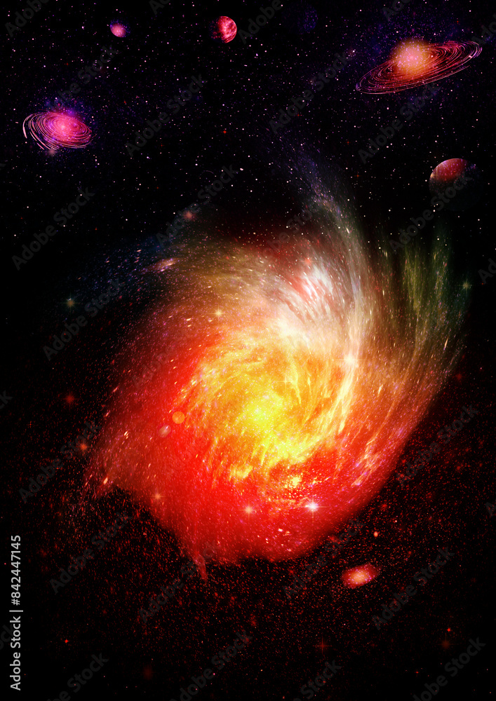 galaxy in a free space. 3D rendering