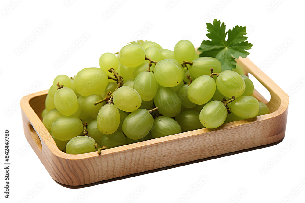 Enchanted Grape Harmony on a Wooden Platter on White or PNG Transparent Background. Enchanted Grape Harmony on a Wooden Platter on White or PNG Transparent Background.