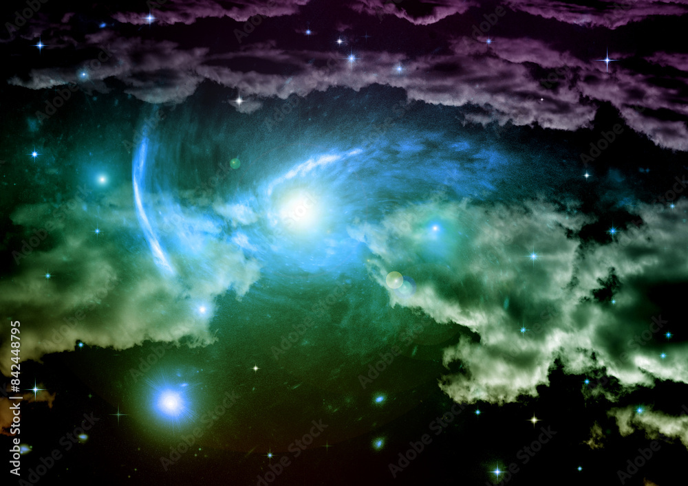galaxy in a free space. 3D rendering