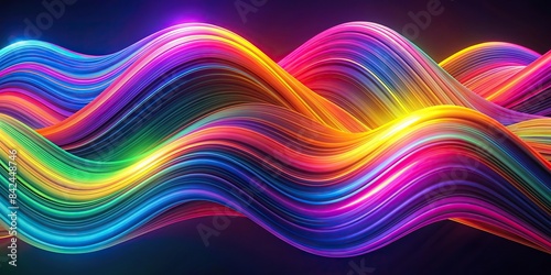 Vibrant, neon-hued abstract waves flow and intersect, creating a dynamic and modern background, abstract, wave, background, neon, colorful, bright, trendy, modern, dynamic, fluid