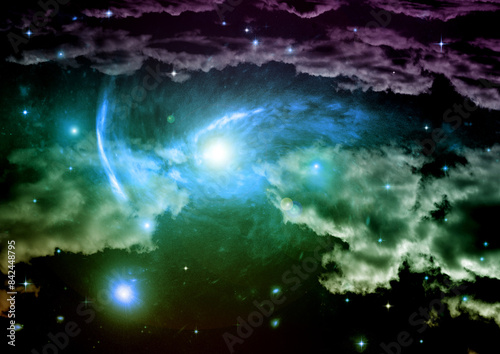 Obraz na płótnie galaxy in a free space. 3D rendering w salonie
