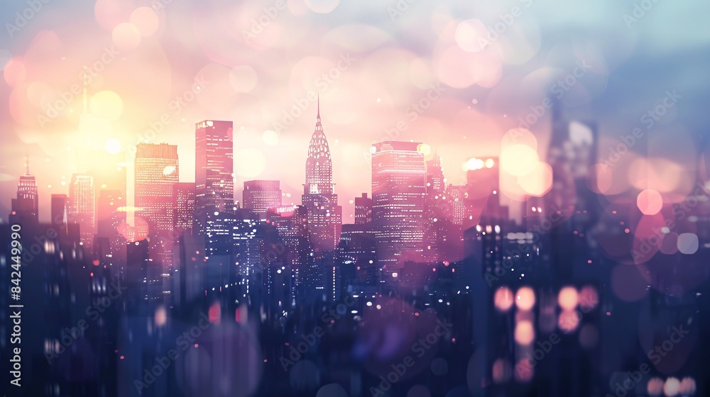 Blurred cityscape background with twinkling lights, perfect for urban-themed presentations, Generative AI Blurred cityscape background with twinkling lights, perfect for urban-themed presentations, Generative AI