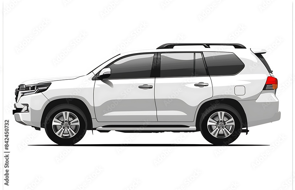 White SUV car vector illustration on white background with clipping path