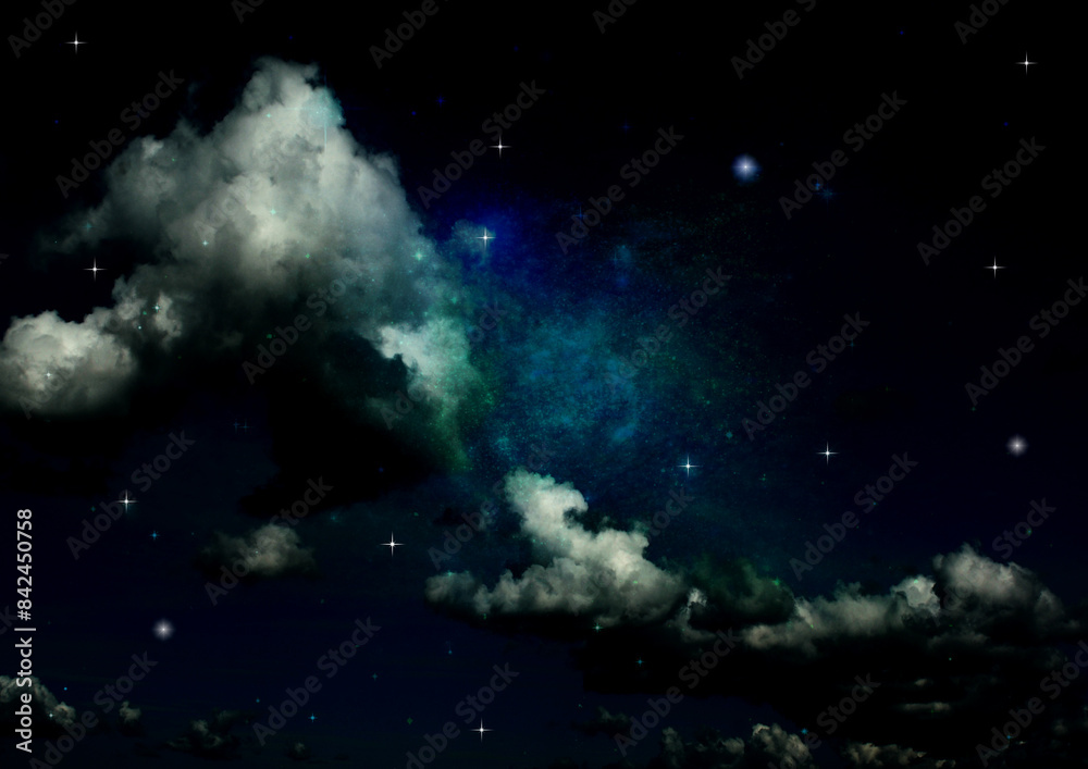 galaxy in a free space. 3D rendering