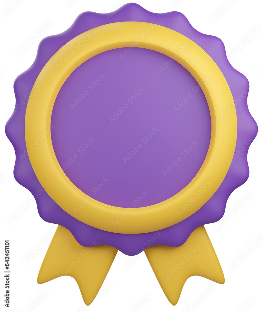 3D Seal with Ribbon Illustration. 3D Award Ribbon Illustration