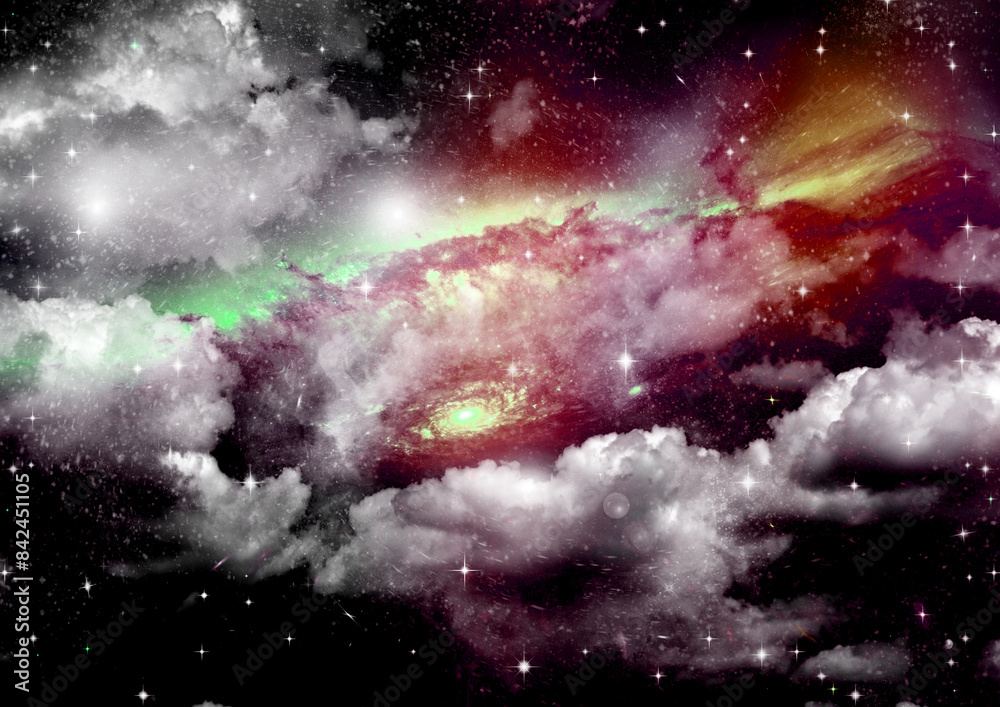 galaxy in a free space. 3D rendering