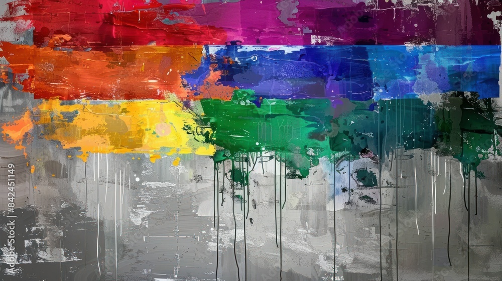 Naklejka premium abstract expressionist art style of lgbtq+ flag on grey background