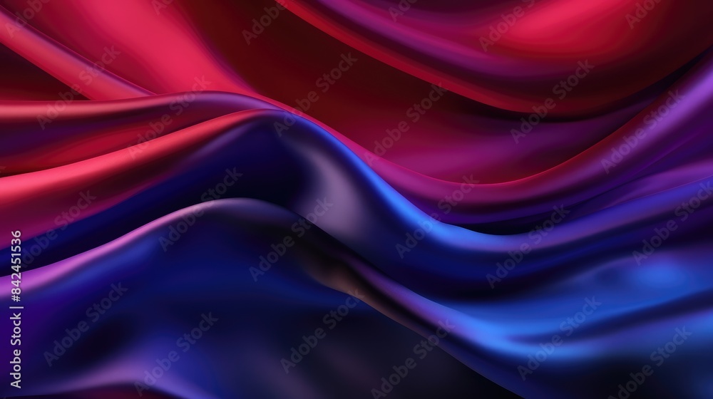 Obraz premium Violet blue silk satin. Abstract shiny fabric background. Wide banner.