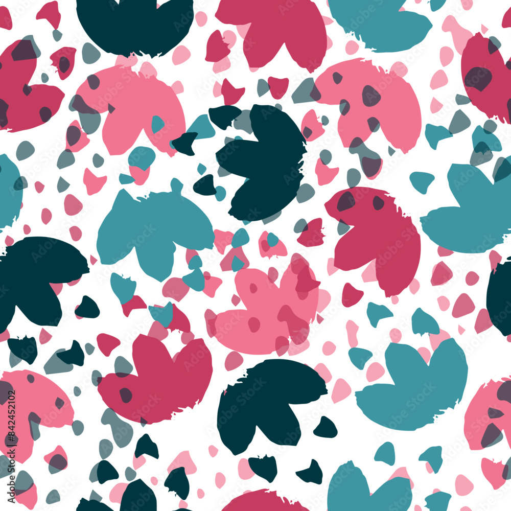 Seamless pattern with colorful pattern of abstract flowers. Summer nature ornament. Large flowers in bloom. Seamless pattern with colorful pattern of abstract flowers. Summer nature ornament. Large flowers in bloom.