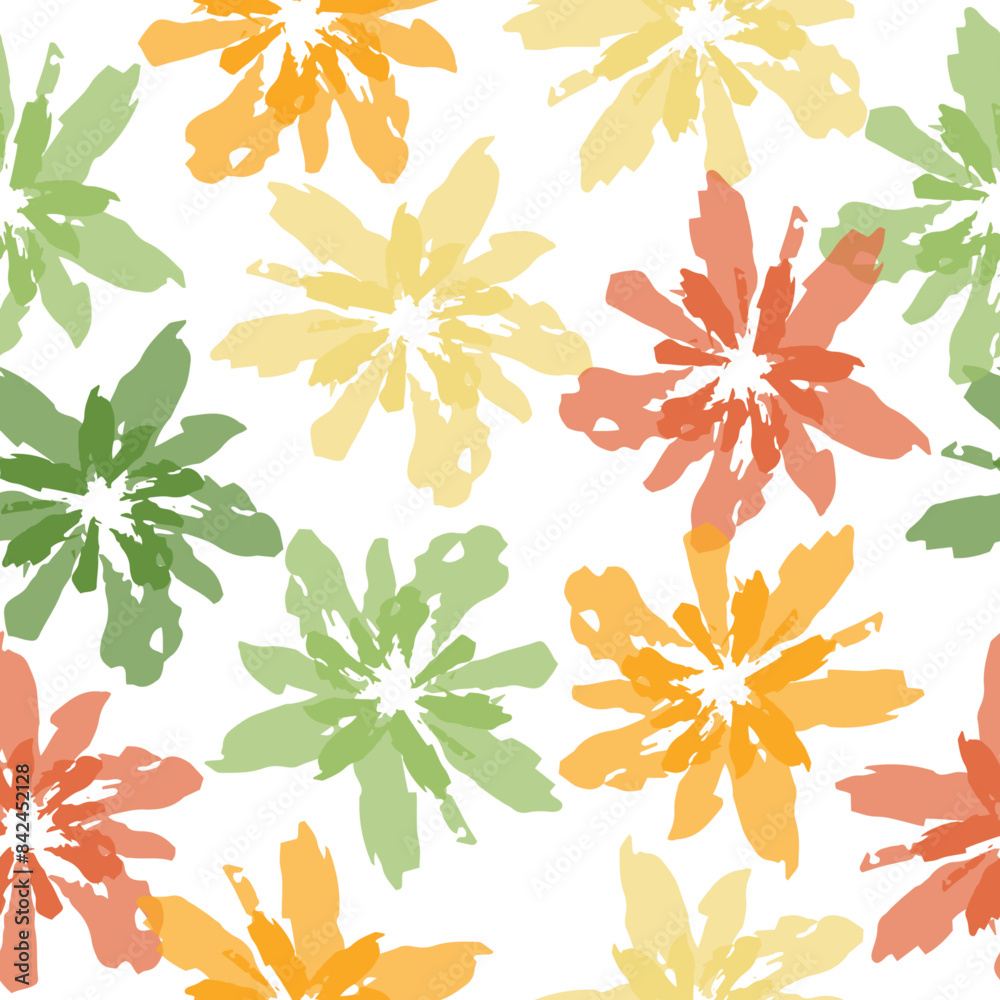 Obraz premium Background composition template vector for modern style. Abstract seamless with leaves, poppies.