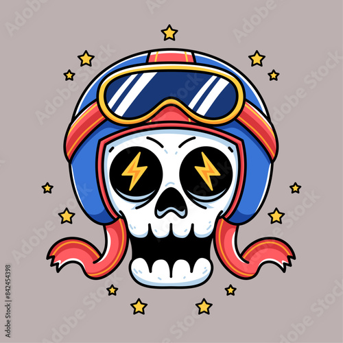 Cartoon retro skull helmet