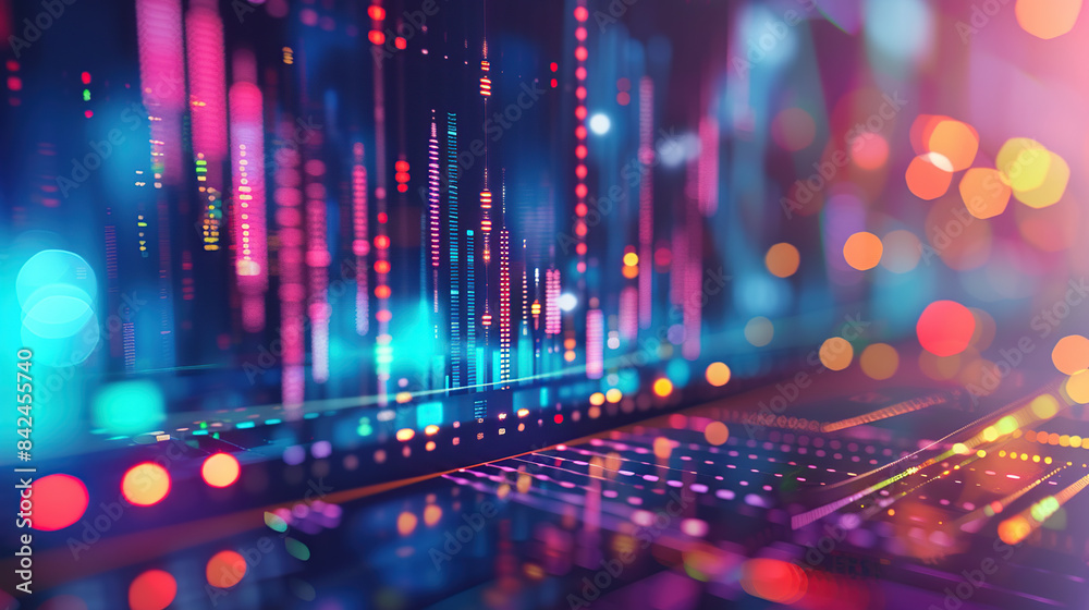 Closeup of an AI dashboard displaying stock market data with colorful graphs and charts, Closeup of an AI dashboard displaying stock market data with colorful graphs and charts,
