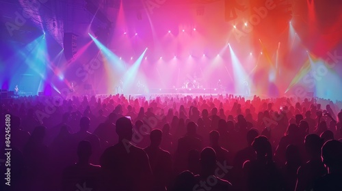 crowded music festival with colorful lights  live concert  generative AI