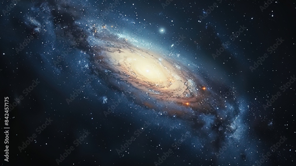 Galaxy, pure dark blue space background, several stars in the sky Galaxy, pure dark blue space background, several stars in the sky