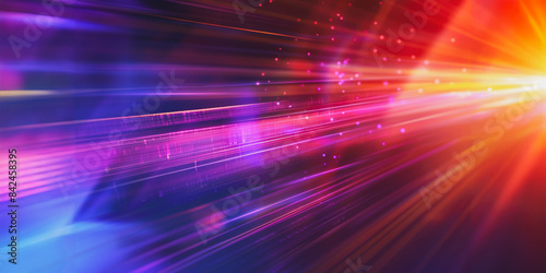 Colorful abstract light streaks in motion with lens flare photo