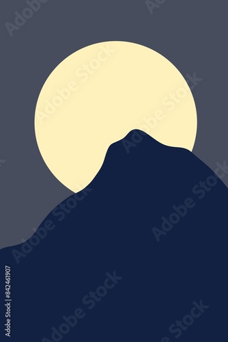 full moon and mountain illustration background