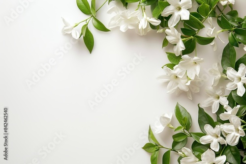 flower Photography  Jasminum sambac  copy space on right  Isolated on white Background