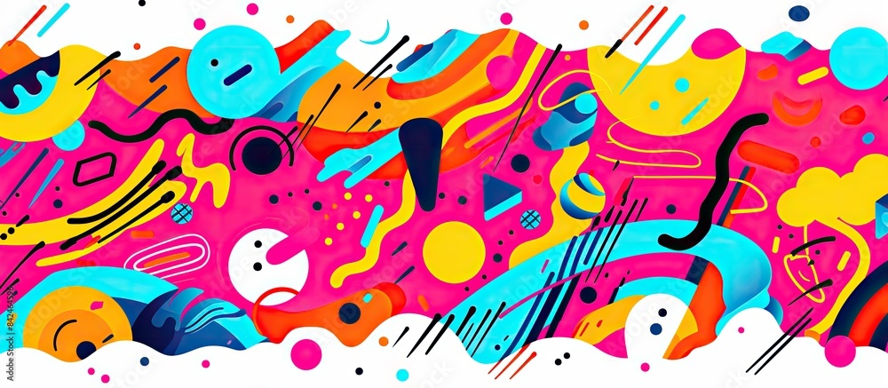 A couple is elegantly dancing against a geometric backdrop in modern art style, suitable for a trendy urban magazine, with a copy space image for text or ads. A couple is elegantly dancing against a geometric backdrop in modern art style, suitable for a trendy urban magazine, with a copy space image for text or ads.