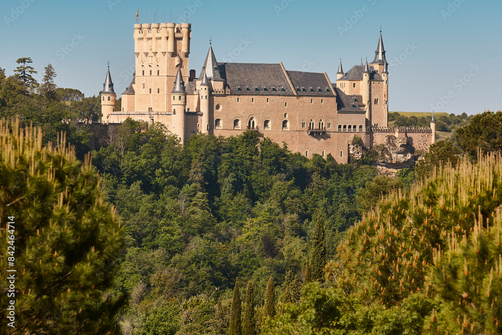 Segovia alcazar castle towers. Picturesque medieval town in Spain Segovia alcazar castle towers. Picturesque medieval town in Spain