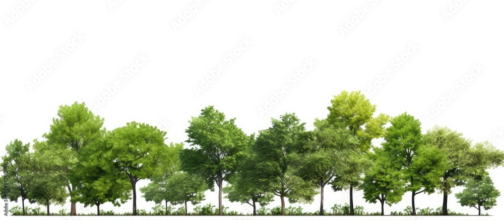 Fototapeta premium Tree group set against a white background with copy space image.